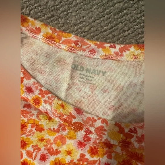 Old Navy Floral Everywear Tee XXL Tall Cotton Boxy Cottagecore Coastal Grandma - Picture 5 of 13